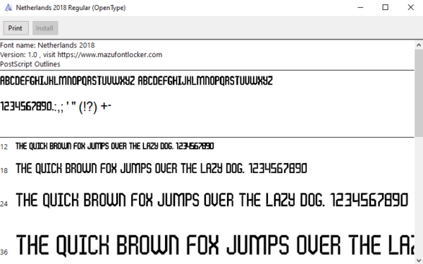 Netherlands 2018 Home & Away Font Vector (Digital Download)