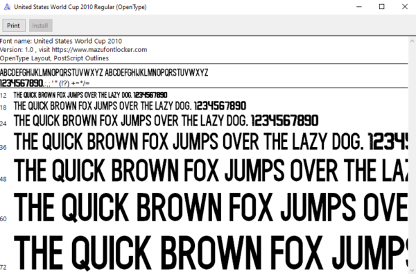 United States World Cup 2010 Home & Away Font Vector (Digital Download)