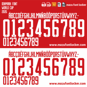 Denmark World Cup 2026 Home & Away Font Vector (Digital Download)