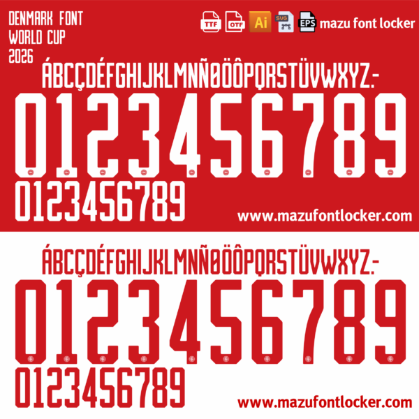 Denmark World Cup 2026 Font Vector (AI, EPS, SVG, TTF) – #1 Authentic Style
