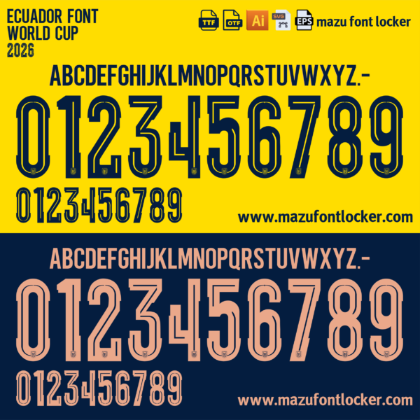 Ecuador World Cup 2026 Font Vector (AI, EPS, SVG, TTF) – #1 Authentic Style