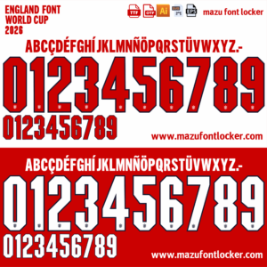 England World Cup 2026 Home & Away Font Vector (Digital Download)