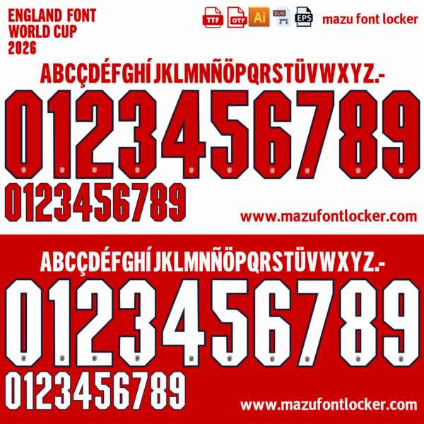 England World Cup 2026 Font Vector (AI, EPS, SVG, TTF) – #1 Authentic Style