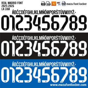 Real Madrid 2025-26 Home, Away & Third Font Vector (Digital Download)