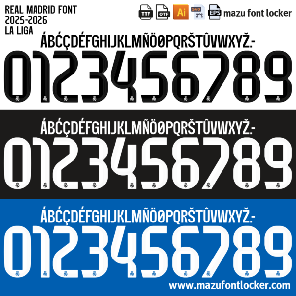 Real Madrid 2025-2026 Font Vector – Legendary Los Blancos Kit
