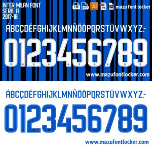 inter milan 2017 18 home & away font vector (digital download)