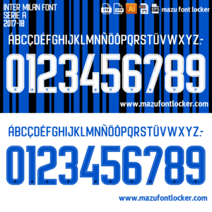 Inter Milan 2017-18 Home & Away Font Vector (Digital Download)