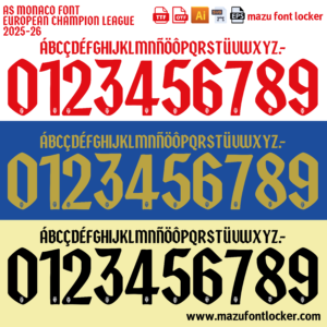 as monaco ucl 2025 26 home & away font vector (digital download)