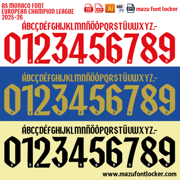 As Monaco 2025-2026 Font Vector (AI, EPS, SVG, TTF) – #1 Authentic Style