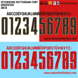 Feyenoord Rotterdam 2025-26 Home & Away Font Vector (Digital Download)