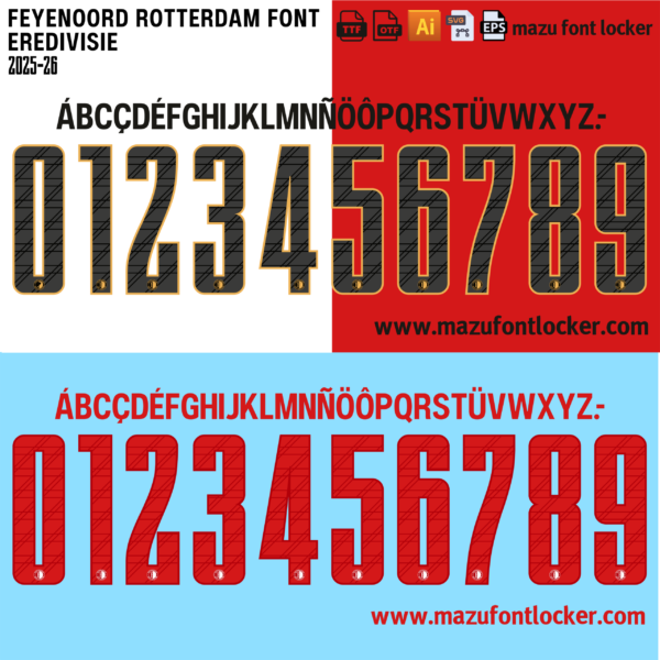 Feyenoord Rotterdam 2025-2026 Font Vector (AI, EPS, SVG, TTF) – #1 Authentic Style