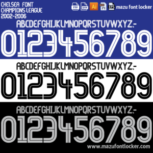 chelsea 2002 2006 home & away font vector (digital download)