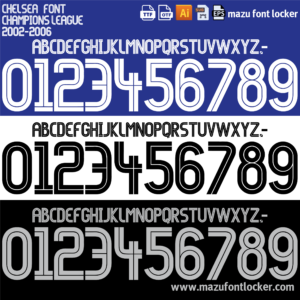 Chelsea 2002-2006 Home & Away Font Vector (Digital Download)