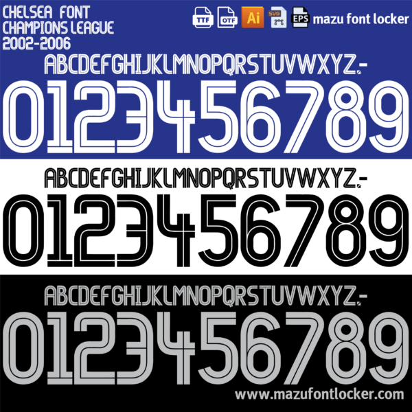 Chelsea 2002-2006 Font Vector (AI, EPS, SVG, TTF) – #1 Authentic Style
