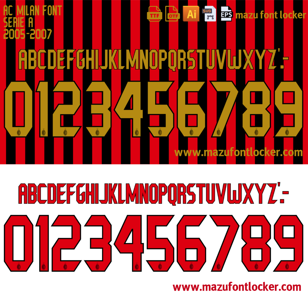 AC Milan 2005-2007 Font Vector – Unstoppable Rossoneri Masterpiece ...
