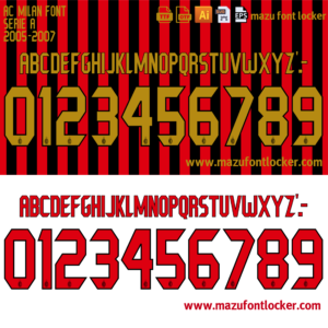 AC Milan 2005-2007 Home & Away Font Vector (Digital Download)