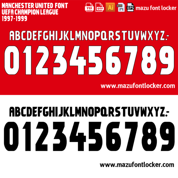 Manchester United 1997-1999 Font Vector – Triumphant Red Devils Masterpiece