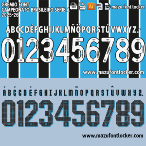 Gremio 2025-26 Home & Away Font Vector (Digital Download)