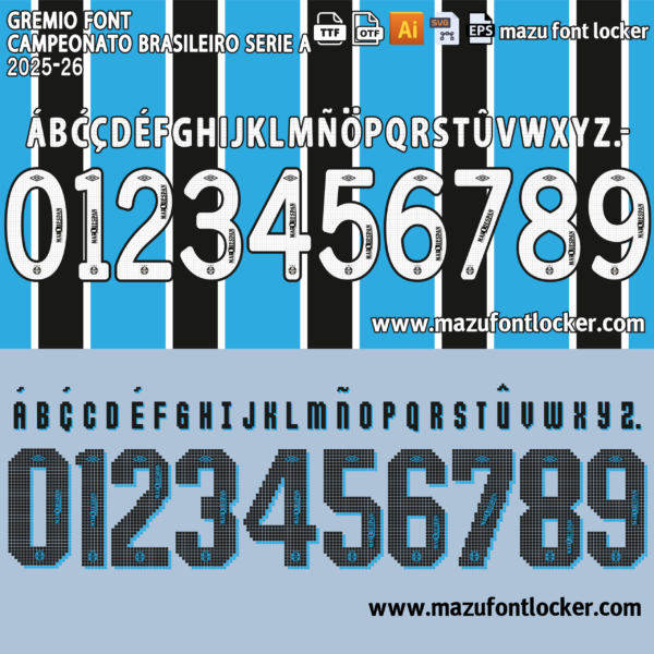 Gremio 2025-26 Home & Away Font Vector (Digital Download)