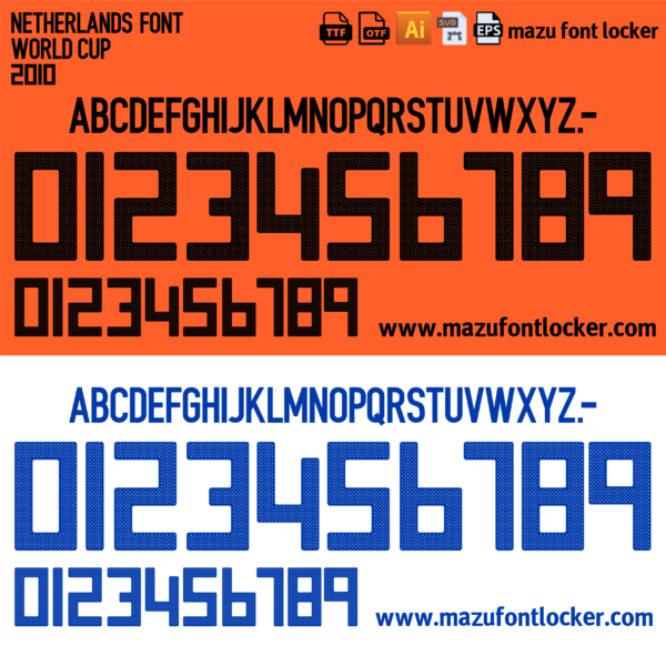 Netherlands World Cup 2010 Home & Away Font Vector (Digital Download)