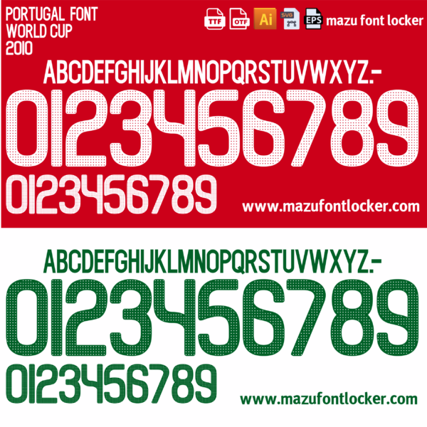 Portugal World Cup 2010 Home & Away Font Vector (Digital Download)