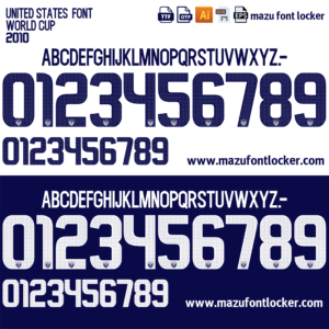 United States World Cup 2010 Home & Away Font Vector (Digital Download)
