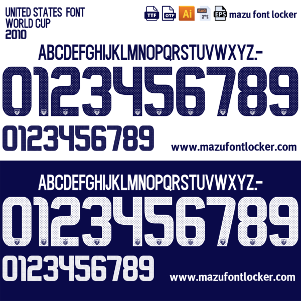 United States World Cup 2010 Home & Away Font Vector (Digital Download)