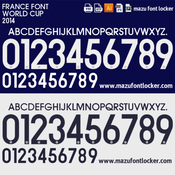 France World Cup 2014 Home & Away Font Vector (Digital Download)