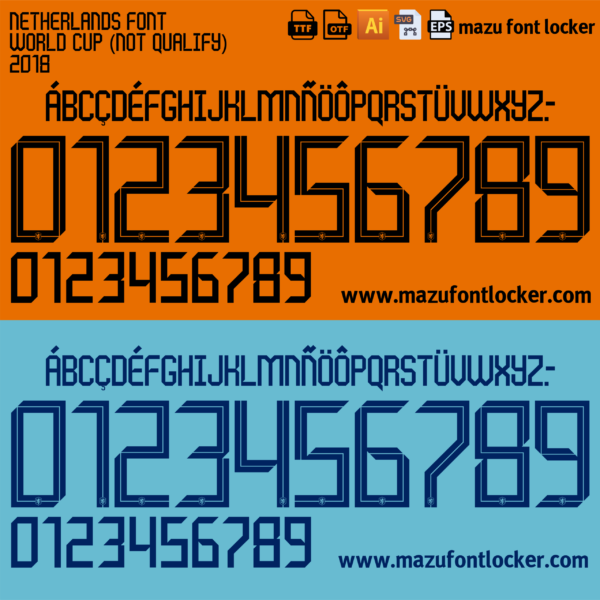 Netherlands 2018 Home & Away Font Vector (Digital Download)
