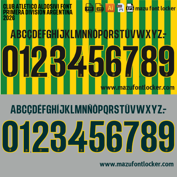 Club Atletico Aldosivi 2026 Home & Away Font Vector (Digital Download)