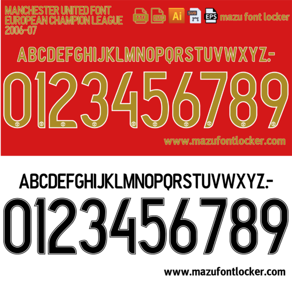 Manchester United 2006-07 Home & Away Font Vector (Digital Download)