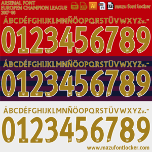 Arsenal 2007-08 Home & Away Font Vector (Digital Download)