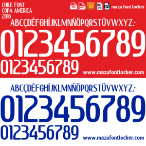 Chile Copa America 2016 Home & Away Font Vector (Digital Download)