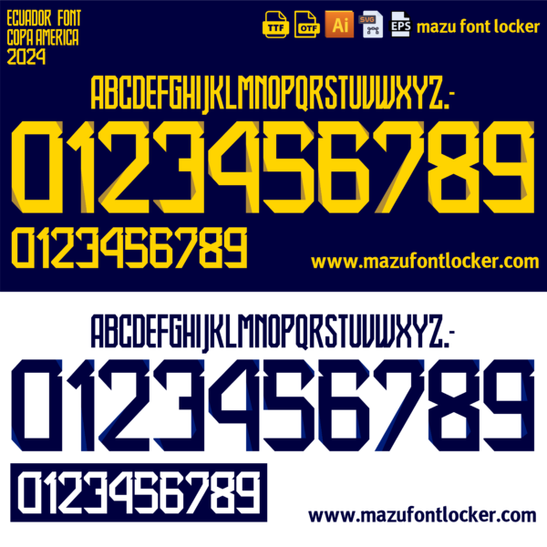 Ecuador Copa America 2024 Home & Away Font Vector (Digital Download)