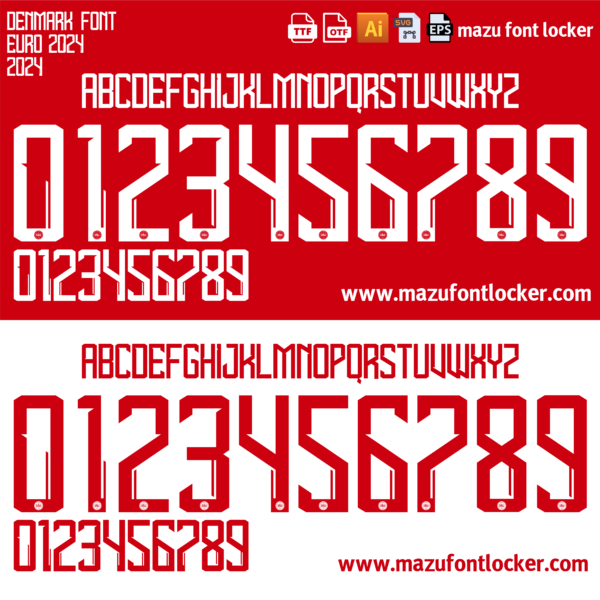 Denmark Euro 2024 Home & Away Font Vector (Digital Download)