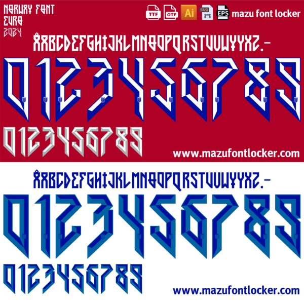 Norway Euro 2024 Home & Away Font Vector (Digital Download)