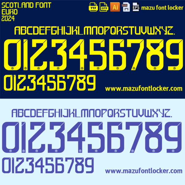 Scotland Euro 2024 Home & Away Font Vector (Digital Download)