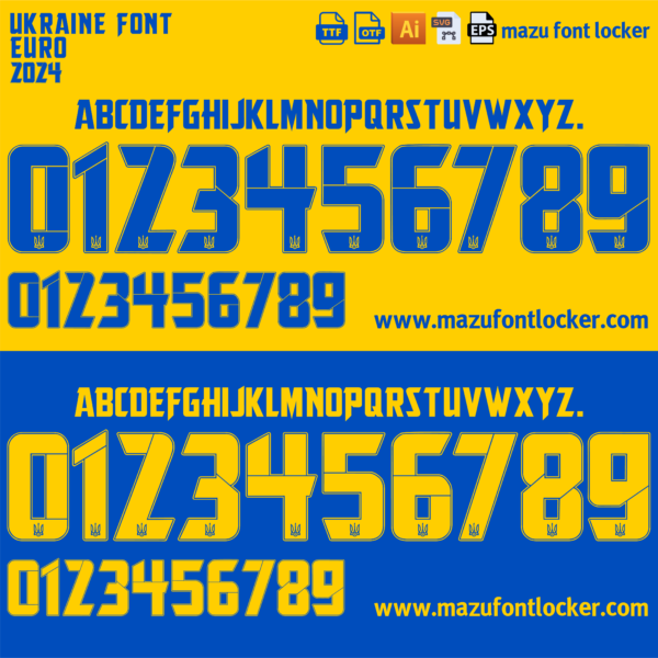 Ukraine Euro 2024 Home & Away Font Vector (Digital Download)