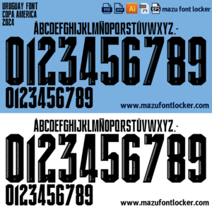 Uruguay Copa 2024 Home & Away Font Vector (Digital Download)