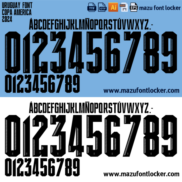Uruguay Copa 2024 Home & Away Font Vector (Digital Download)