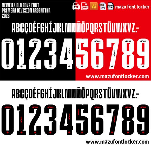 Newells Old Boys 2026 Home & Away Font Vector (Digital Download)