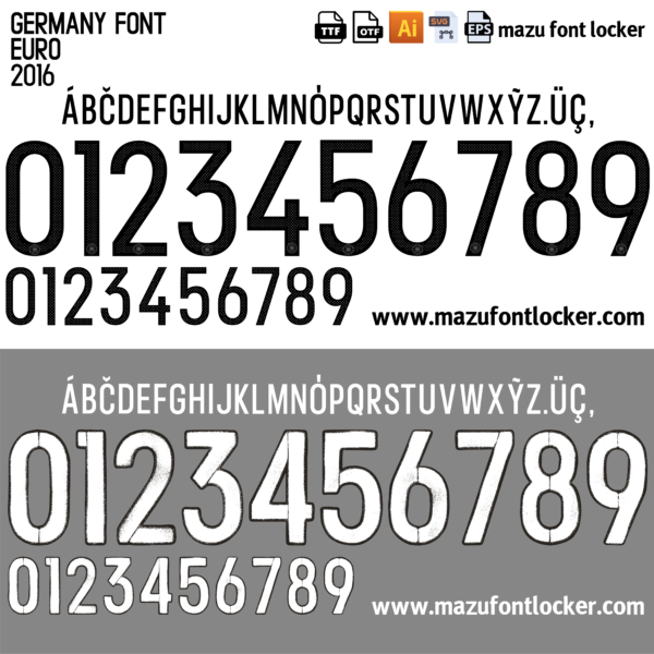 Germany Euro 2016 Home & Away Font Vector (Digital Download)