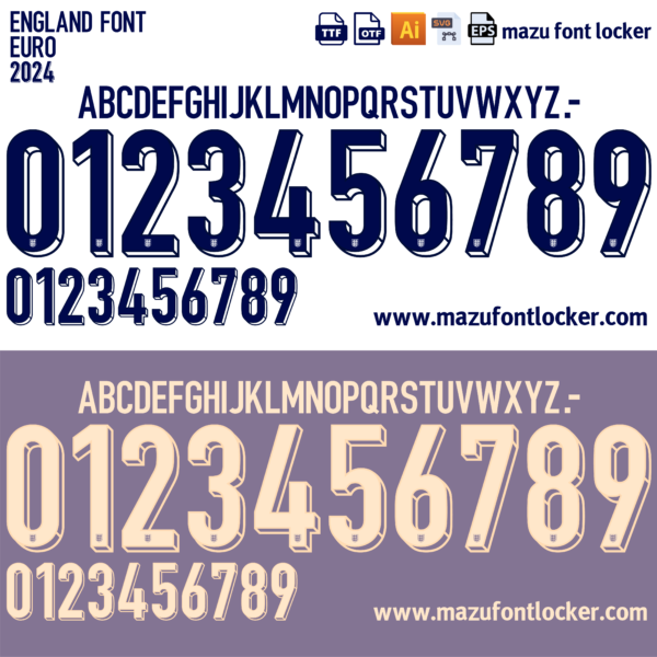 England Euro 2024 Home & Away Font Vector (Digital Download)