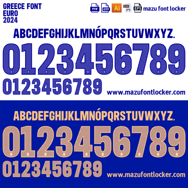 Greece Euro 2024 Home & Away Font Vector (Digital Download)