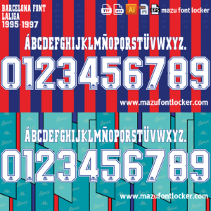 Barcelona 1995-97 Home & Away Font Vector (Digital Download)