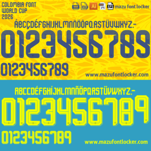 colombia world cup 2026 home & away font vector (digital download)