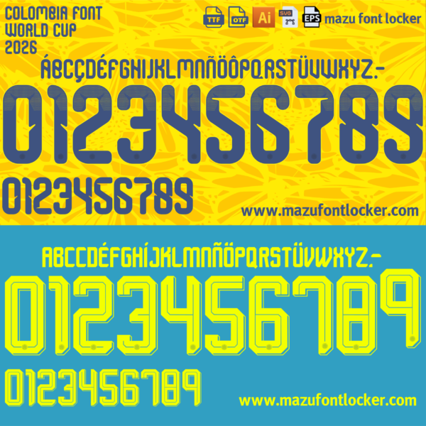 Colombia World Cup 2026 Font Vector (AI, EPS, SVG, TTF) – #1 Authentic Style