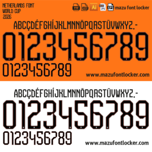 Netherlands World Cup 2026 Home & Away Font Vector (Digital Download)