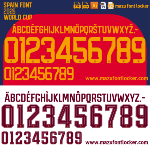 Spain World Cup 2026 Home & Away Font Vector (Digital Download)