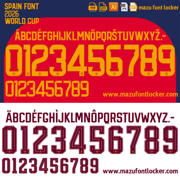 Spain World Cup 2026 Font Vector (AI, EPS, SVG, TTF) – #1 Authentic Style
